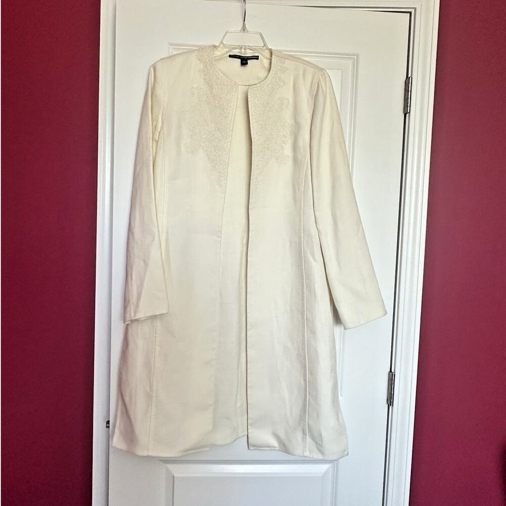LINDA ALLARD ELLEN TRACY Linen Embroidered Duster Summer Coat Size 10 - Picture 6 of 16